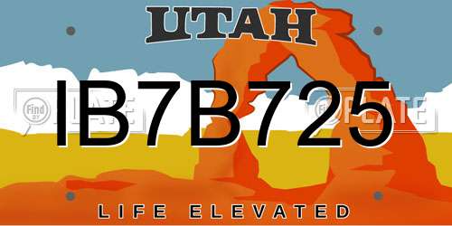 IB7B725 Utah License Plate