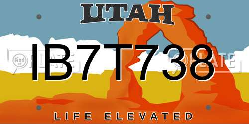 IB7T738 Utah License Plate