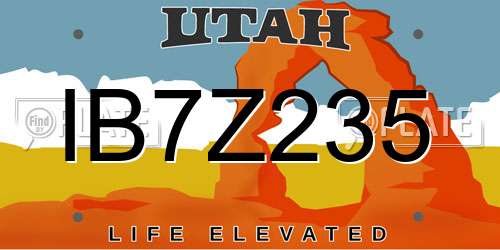 IB7Z235 Utah License Plate