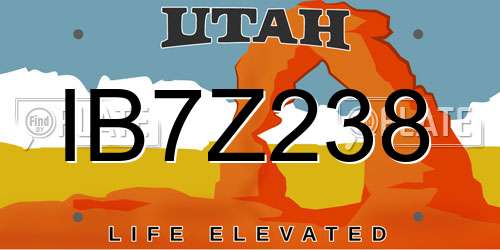 IB7Z238 Utah License Plate
