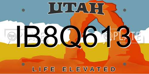 IB8Q613 Utah License Plate