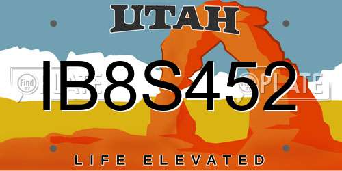 IB8S452 Utah License Plate