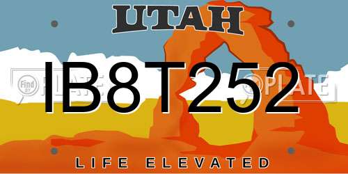 IB8T252 Utah License Plate