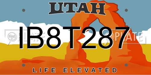 IB8T287 Utah License Plate