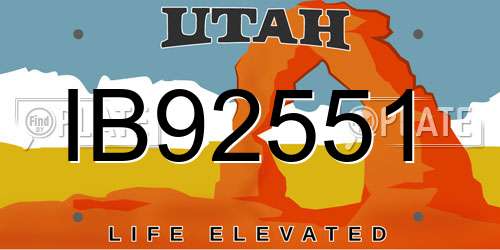 IB92551 Utah License Plate
