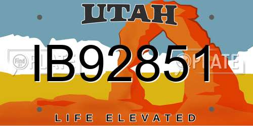IB92851 Utah License Plate