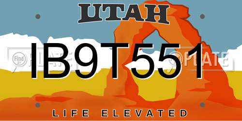 IB9T551 Utah License Plate