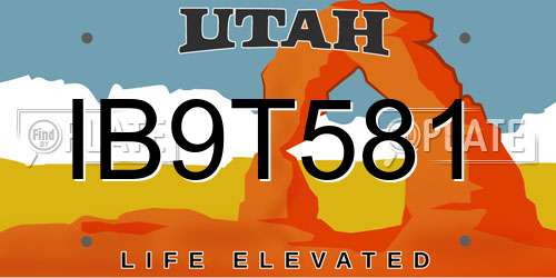 IB9T581 Utah License Plate