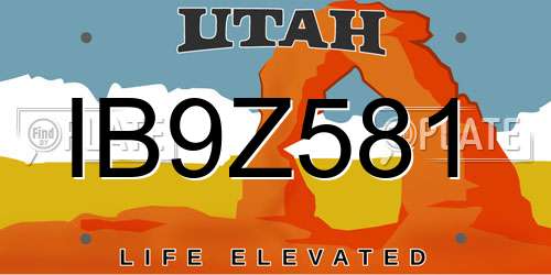 IB9Z581 Utah License Plate