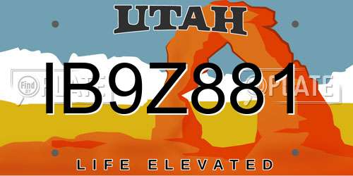 IB9Z881 Utah License Plate