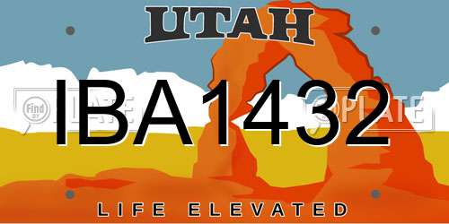 IBA1432 Utah License Plate