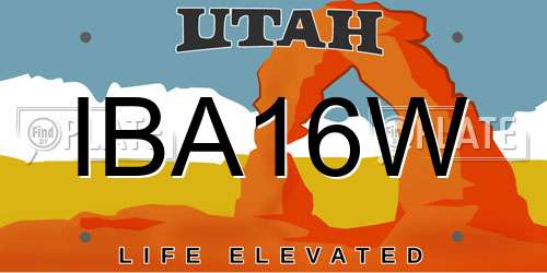 IBA16W Utah License Plate