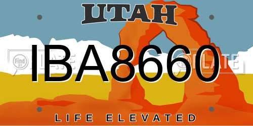 IBA8660 Utah License Plate