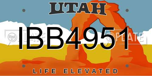 IBB4951 Utah License Plate