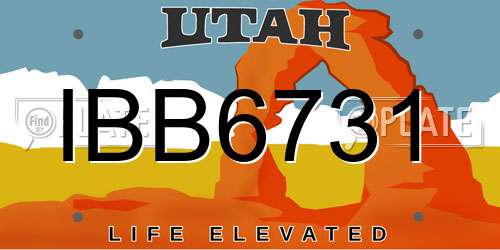 IBB6731 Utah License Plate