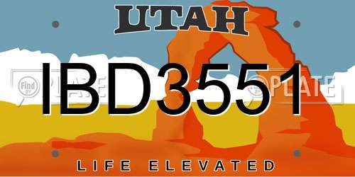 IBD3551 Utah License Plate