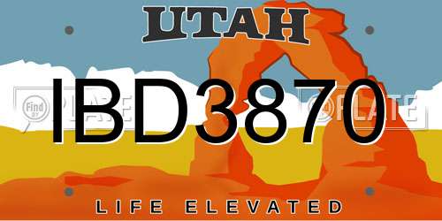 IBD3870 Utah License Plate