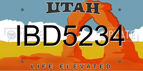 IBD5234 Utah License Plate