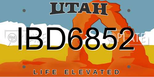 IBD6852 Utah License Plate