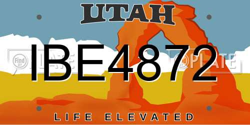IBE4872 Utah License Plate