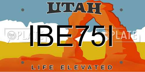 IBE75I Utah License Plate