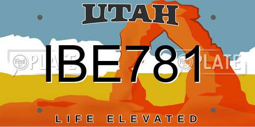 IBE781 Utah License Plate