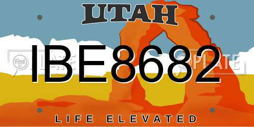 IBE8682 Utah License Plate