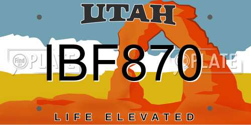 IBF870 Utah License Plate
