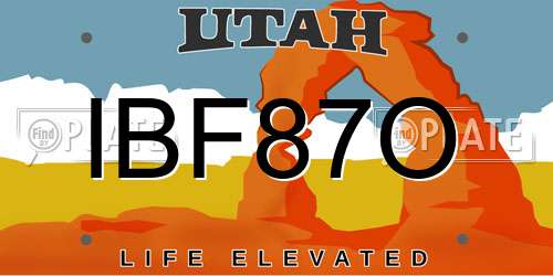 IBF87O Utah License Plate