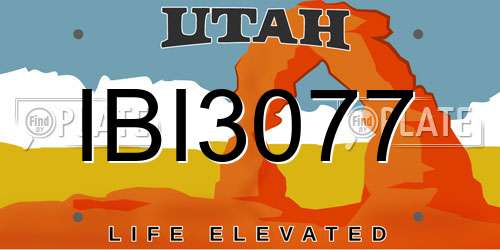IBI3077 Utah License Plate