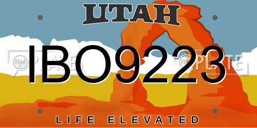 IBO9223 Utah License Plate