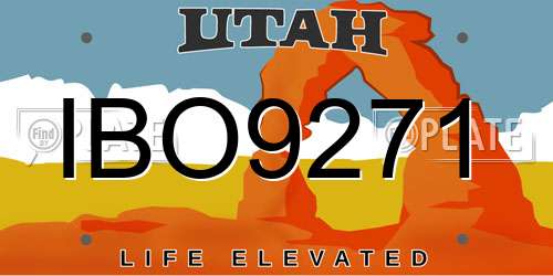 IBO9271 Utah License Plate
