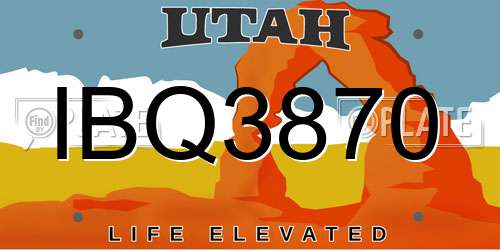 IBQ3870 Utah License Plate