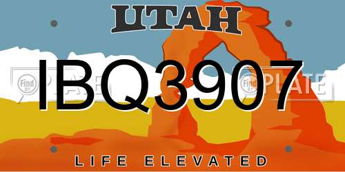 IBQ3907 Utah License Plate