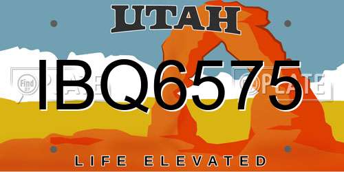 IBQ6575 Utah License Plate