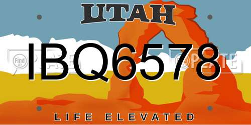 IBQ6578 Utah License Plate
