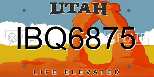 IBQ6875 Utah License Plate