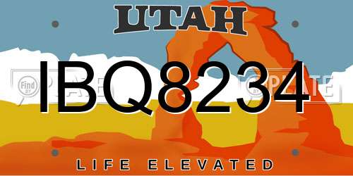 IBQ8234 Utah License Plate