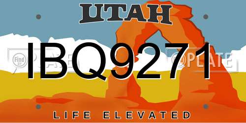 IBQ9271 Utah License Plate