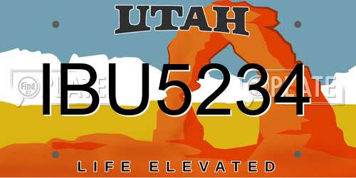 IBU5234 Utah License Plate