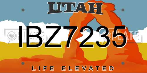 IBZ7235 Utah License Plate