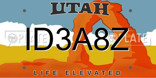 ID3A8Z Utah License Plate