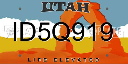 ID5Q919 Utah License Plate