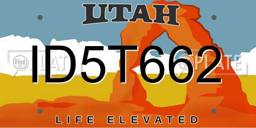 ID5T662 Utah License Plate