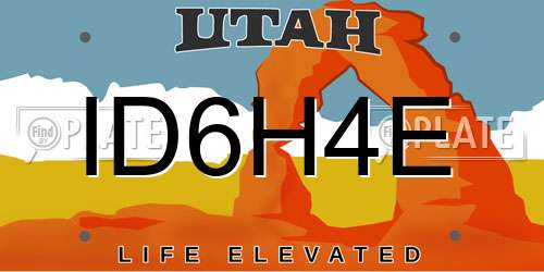 ID6H4E Utah License Plate