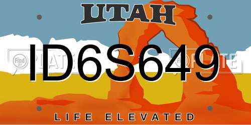 ID6S649 Utah License Plate