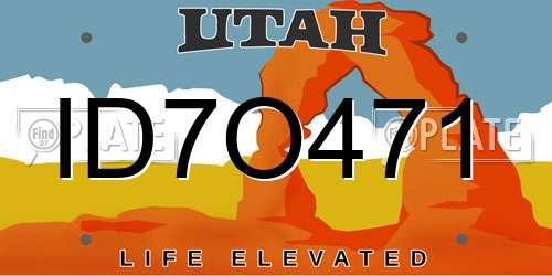 ID7O471 Utah License Plate