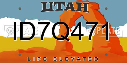 ID7Q471 Utah License Plate