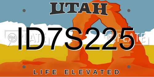 ID7S225 Utah License Plate