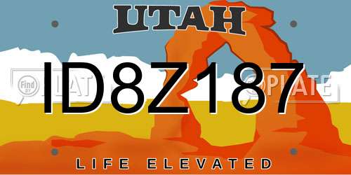 ID8Z187 Utah License Plate